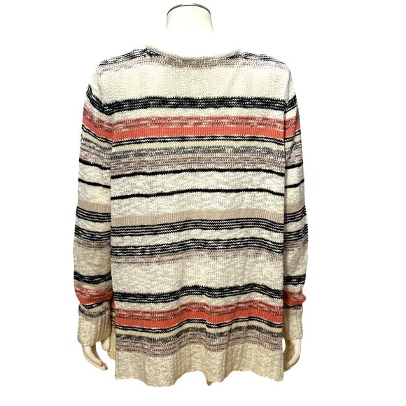 CCC Striped Open Front Cardigan Sweater Stripes Long Sleeves Asymmetric Size XL - Picture 3 of 9